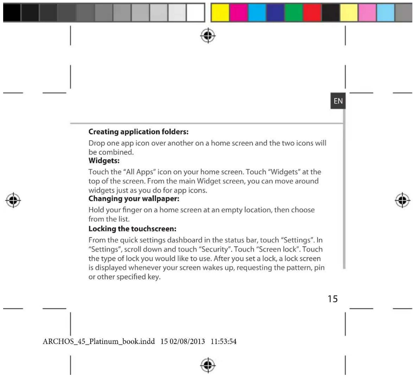 ARCHOS 45 Platinum - Uninstalling an item: - 1