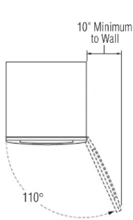 10° Minimum to Wall 110°