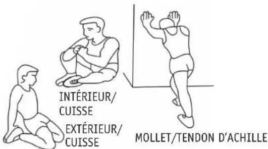 INTÉRIEUR/ CUISSE EXTÉRIEUR/ CUISSE MOLLET/TENDON D'ACHILLE