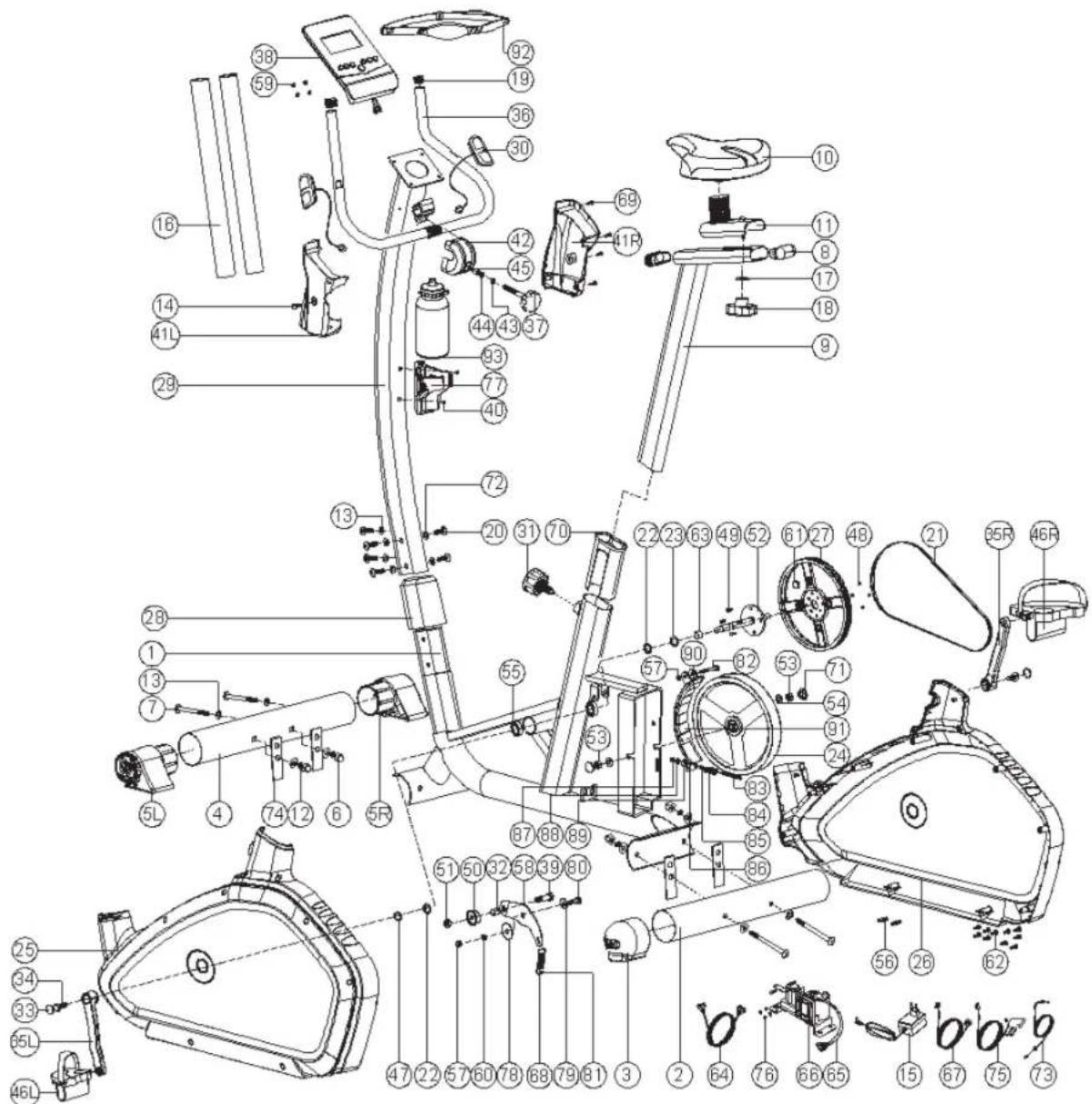 Technical diagram of an exercise machine with numbered components and labeled parts in Chinese