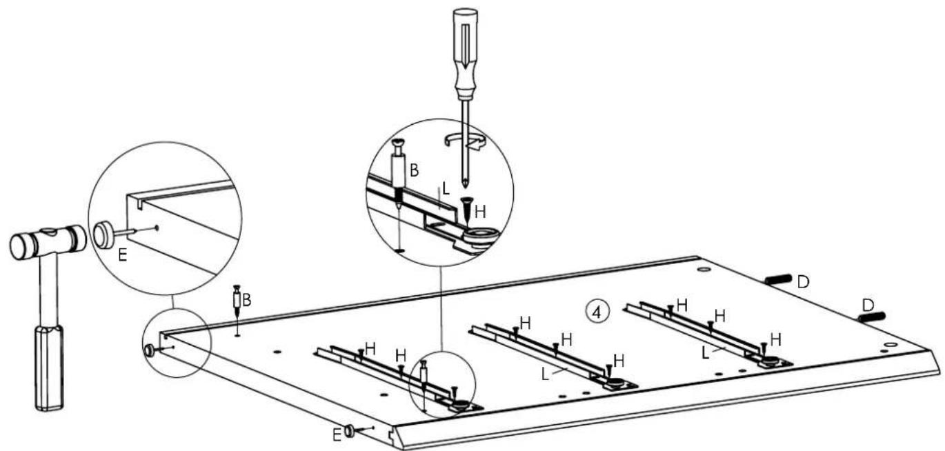 Technical diagram of a mechanical assembly with labeled parts and cross-sectional views