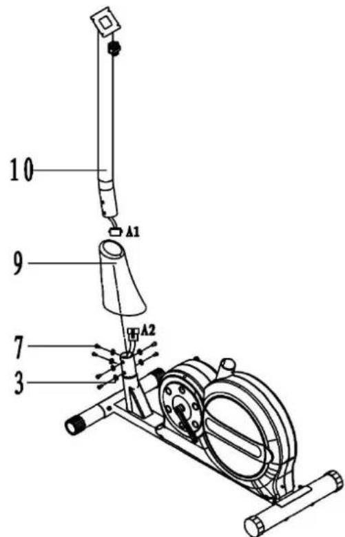 Powerpeak FHT6704 - Schri 2: montage des Standrohrs &amp; der vorderen Kunststoabdeckung - 1