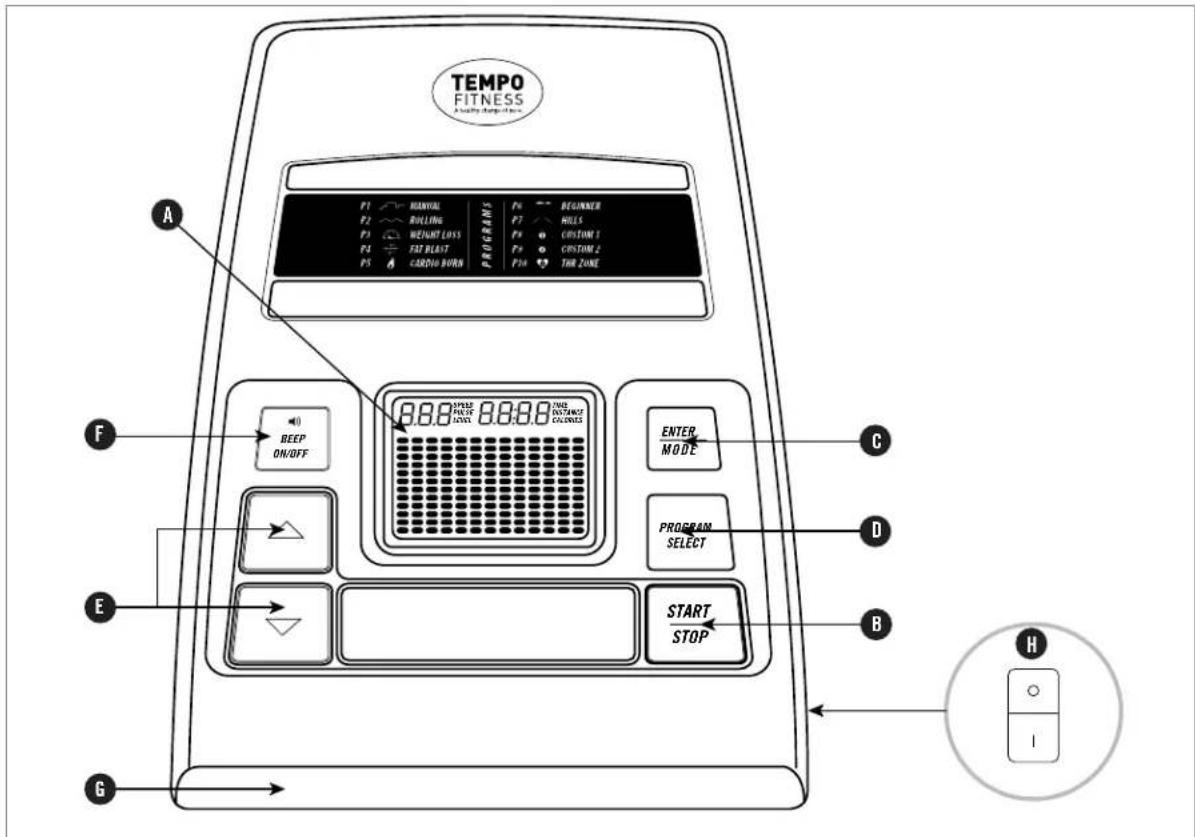 TEMPO FITNESS 620E - TOUCHES DE LA CONSOLE - MODELE 620E - 1