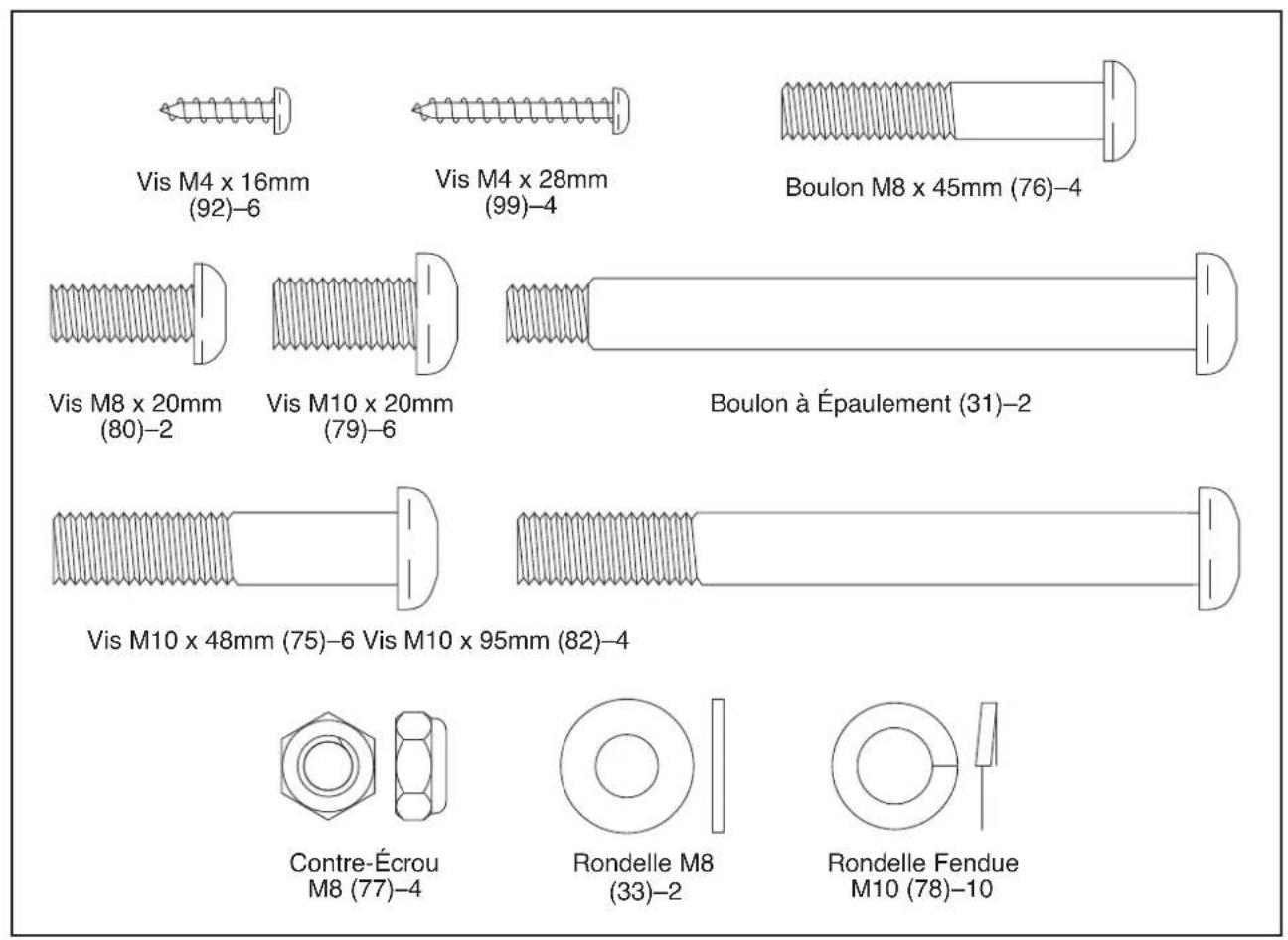 NordicTrack E9.2 - TABLEAU D'IDENTIFICATION DES PIECES - 1