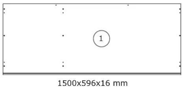 1500x596x16 mm 1