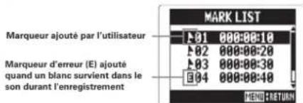 ZOOM H5 - Contrôle des marqueurs de piste Format WAV uniquement - 9