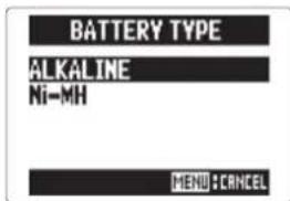 ZOOM H5 - Réglage du type des piles/batteries utilisées - 2
