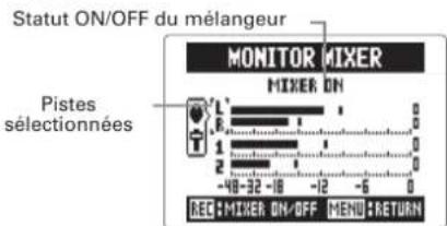 ZOOM H5 - Réglage du mixage d'écoute du signal entrant Mode MULTI FILE uniquement - 3
