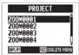 ZOOM H5 - Suppression de plusieurs projets Mode MULTI FILE uniquement - 2