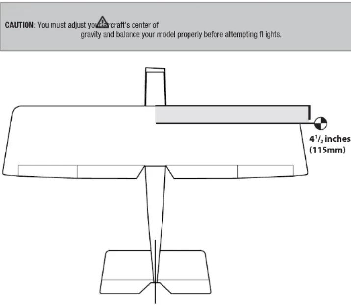 CAUTION: You must adjust your aircraft's center of gravity and balance your model properly before attempting fl lights. 4½ inches (115mm)