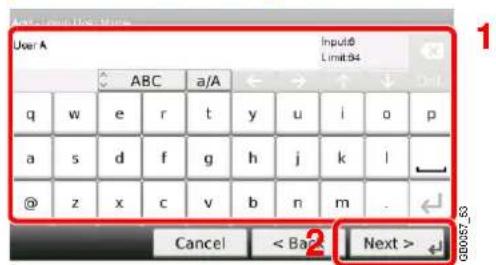 Triumph-Adler DCC 6525 - Entre les informations de l'utilisateur. - 2