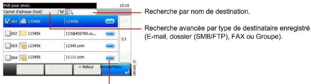 Triumph-Adler DCC 6525 - Recherche de destinataire - 1
