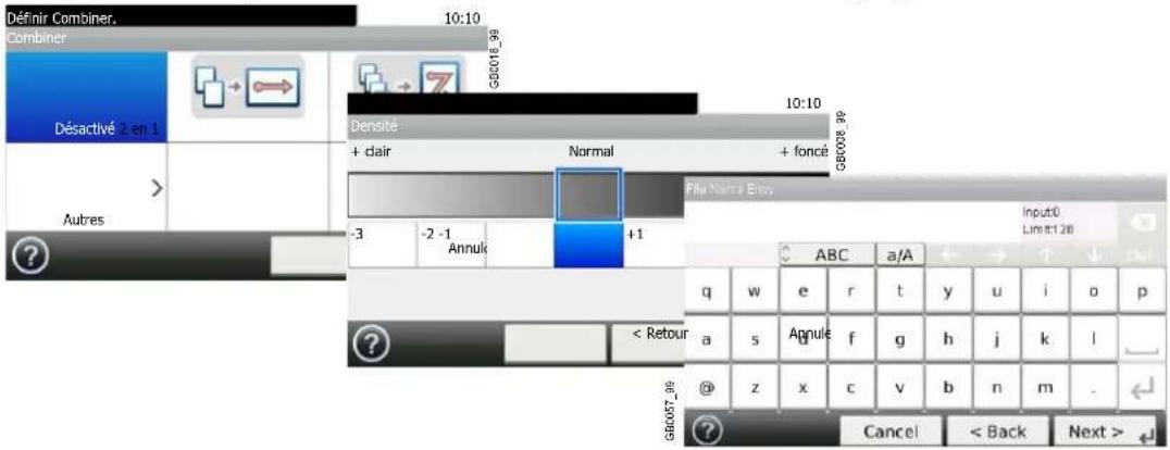 Triumph-Adler DCC 6525 - Les écrons enregistrés sont affichés dans l'ordre. Effectuer les réglages désirés. - 1