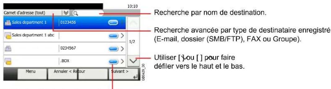 Triumph-Adler DCC 6520 - Sélectionner les destinations. - 1