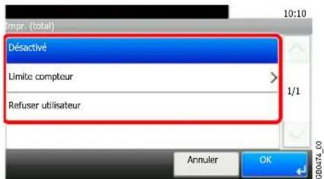 Triumph-Adler DCC 6520 - Sélectionner la méthode de restriction. - 1