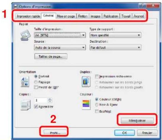 Triumph-Adler DCC 6520 - Écran des options d'impression du pilote d'imprimante - 1