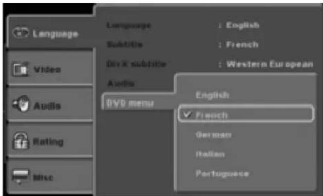 TOKAI DVM316 - LANGUE DU MENU DVD - 1