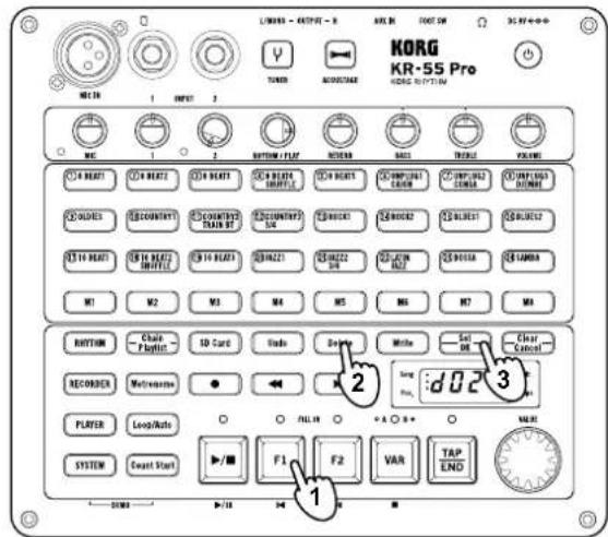 KORG KR55 Pro - Suppression d'un morceau enregistré - 1