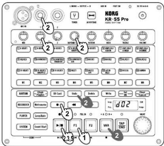 KORG KR55 Pro - Effectuer un ajout (Overdub) dans un morceau existant - 1