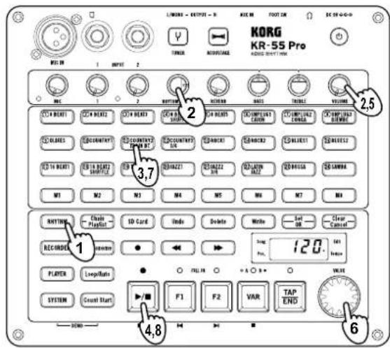 KORG KR55 Pro - Sélectionner et jouer un style rythmique - 1