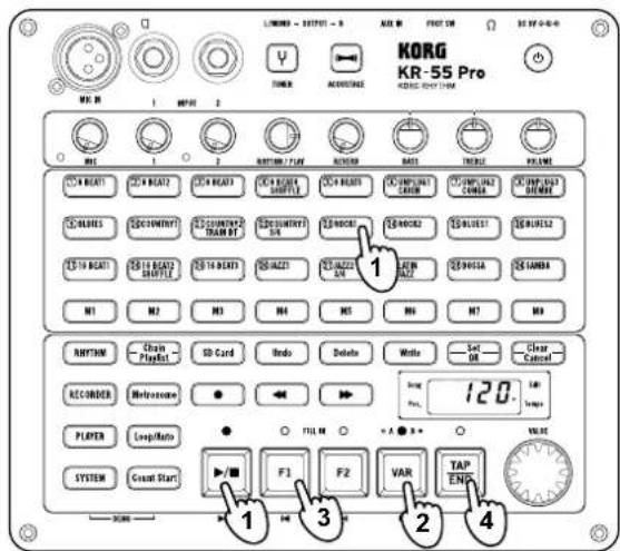 KORG KR55 Pro - Changer de variation, insérer un fill ou lancer la finale - 1
