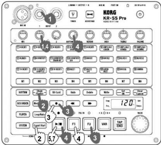 KORG KR55 Pro - Enregistrer une performance sur instrument en même temps que le style rythmique - 1
