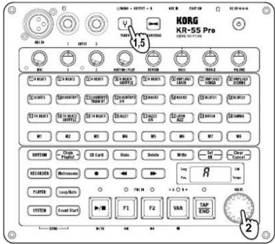 KORG KR55 Pro - Utiliser la fonction d'accordeur - 1
