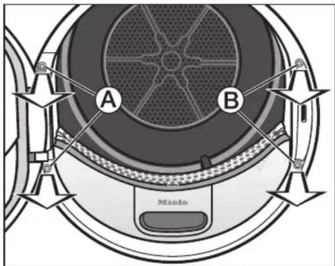MIELE TWE 620 WP ECO - Remove the door from the dryer - 1