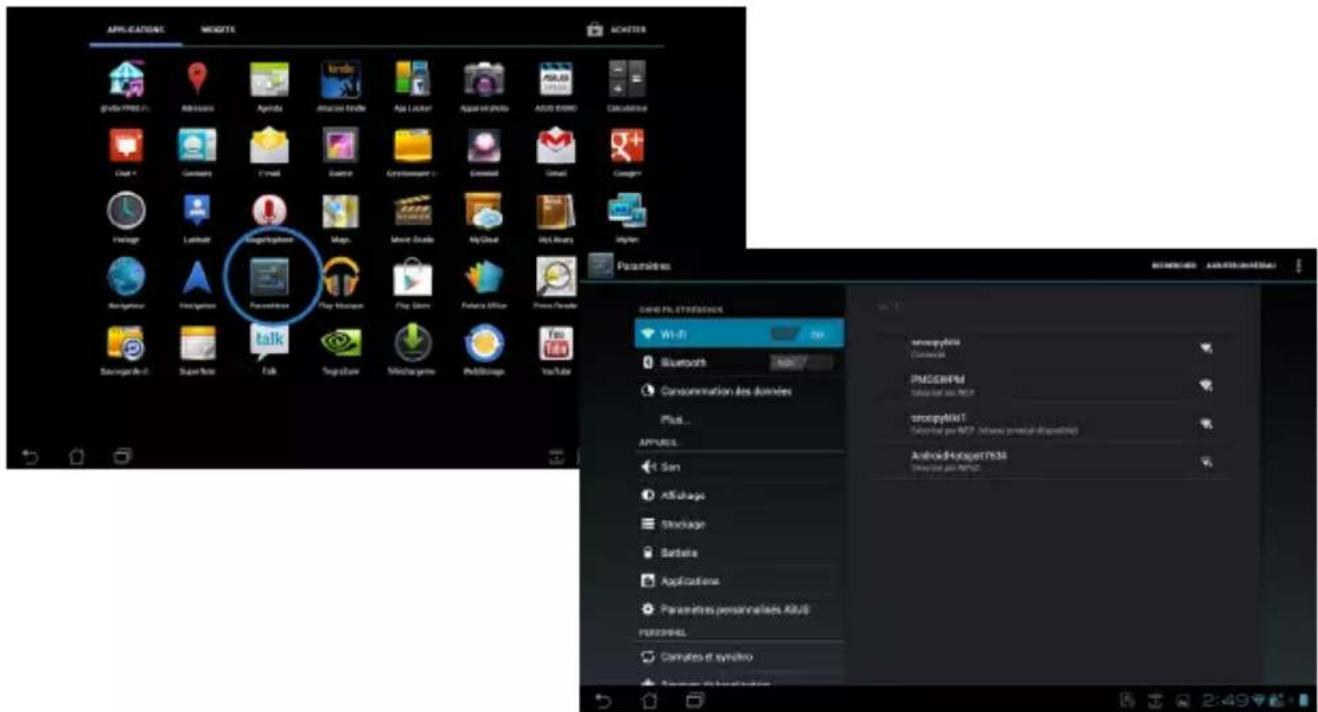 ASUS Transformer Pad TF300TL - À partir du menu des applications : - 1