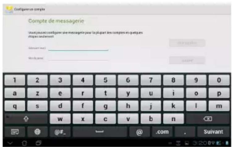 ASUS Transformer Pad TF300TL - Pour configurer un compte E-mail : - 1
