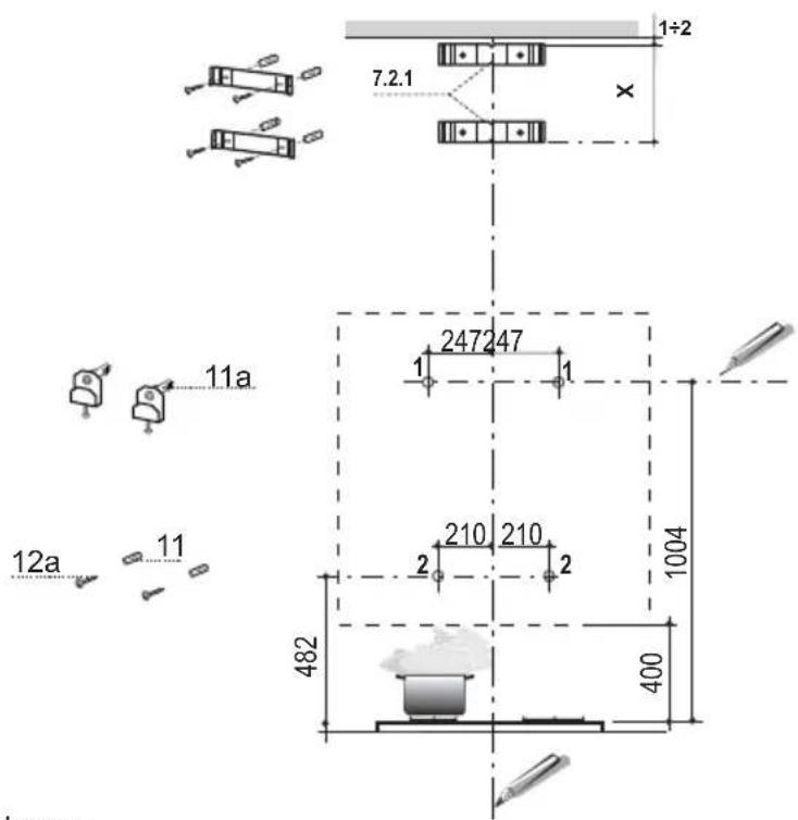 AEG-ELECTROLUX X69453MVO - Bohren der Befestigungslöcher und Fixieren der Befestigungsbügel - 1