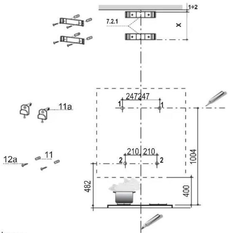 AEG-ELECTROLUX X69453BVO - Bohren der Befestigungslöcher und Fixieren der Befestigungsbügel - 1