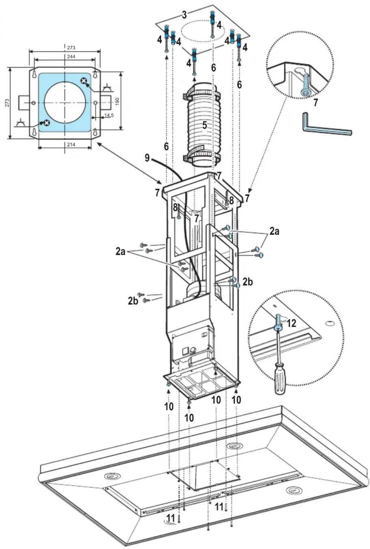 AEG-ELECTROLUX DI 8820 A - Assembling the deflector (3 parts - only for filter version): - 3