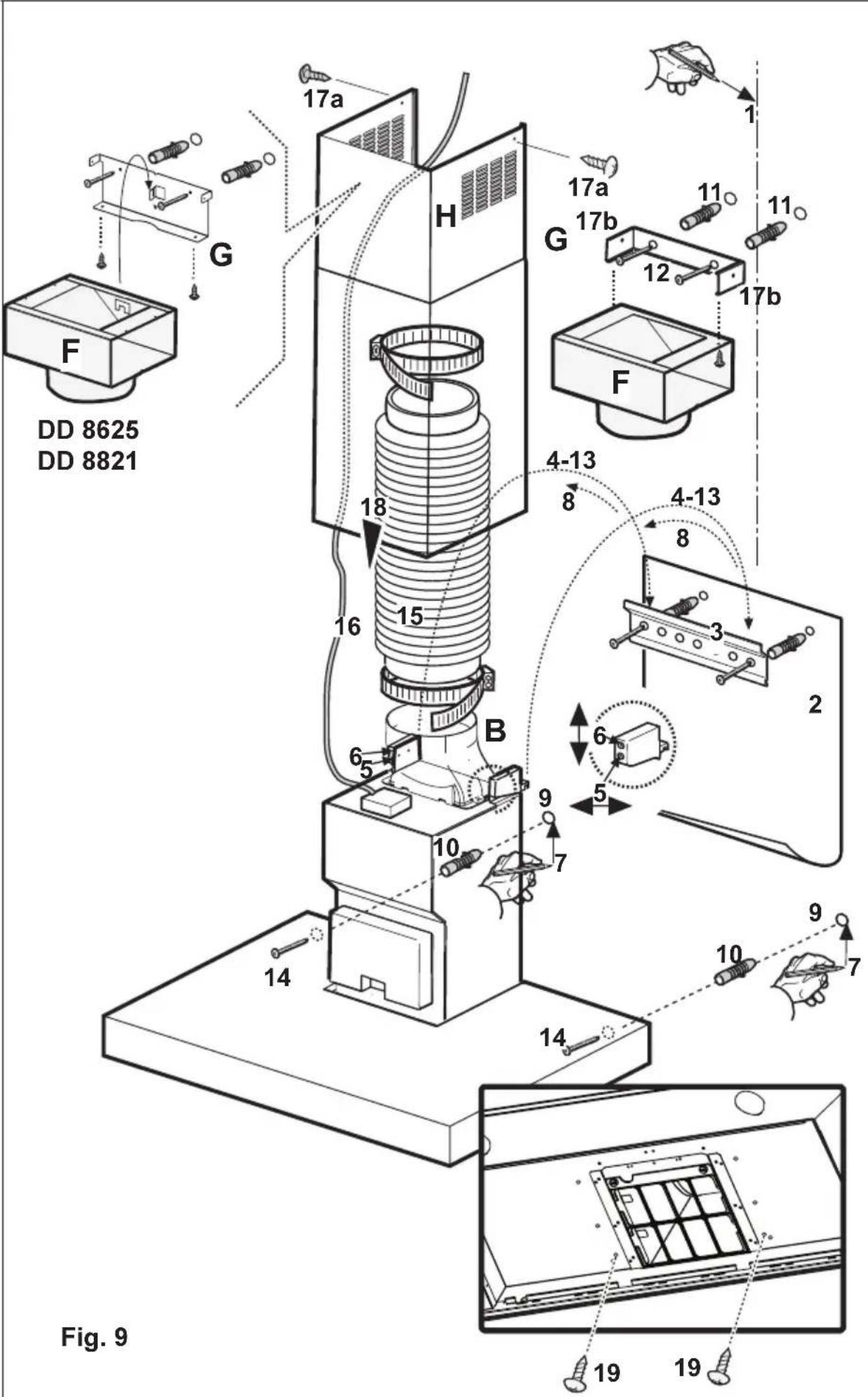 AEG-ELECTROLUX DD 8821 M - Pre-mounting operations (Only for model DD 8625-8821) - 2