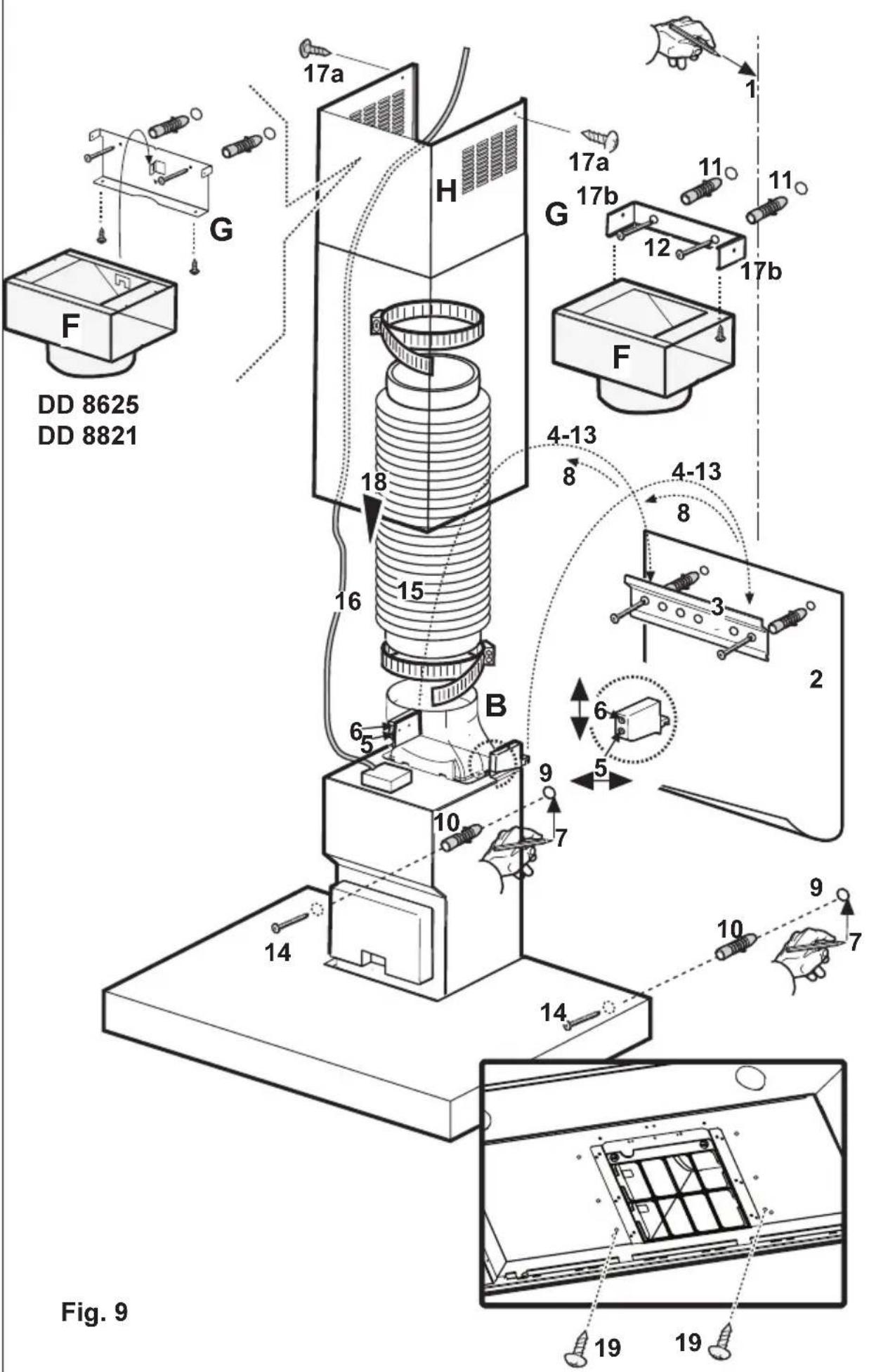 AEG-ELECTROLUX DD 8695 A - Pre-mounting operations (Only for model DD 8625-8821) - 2