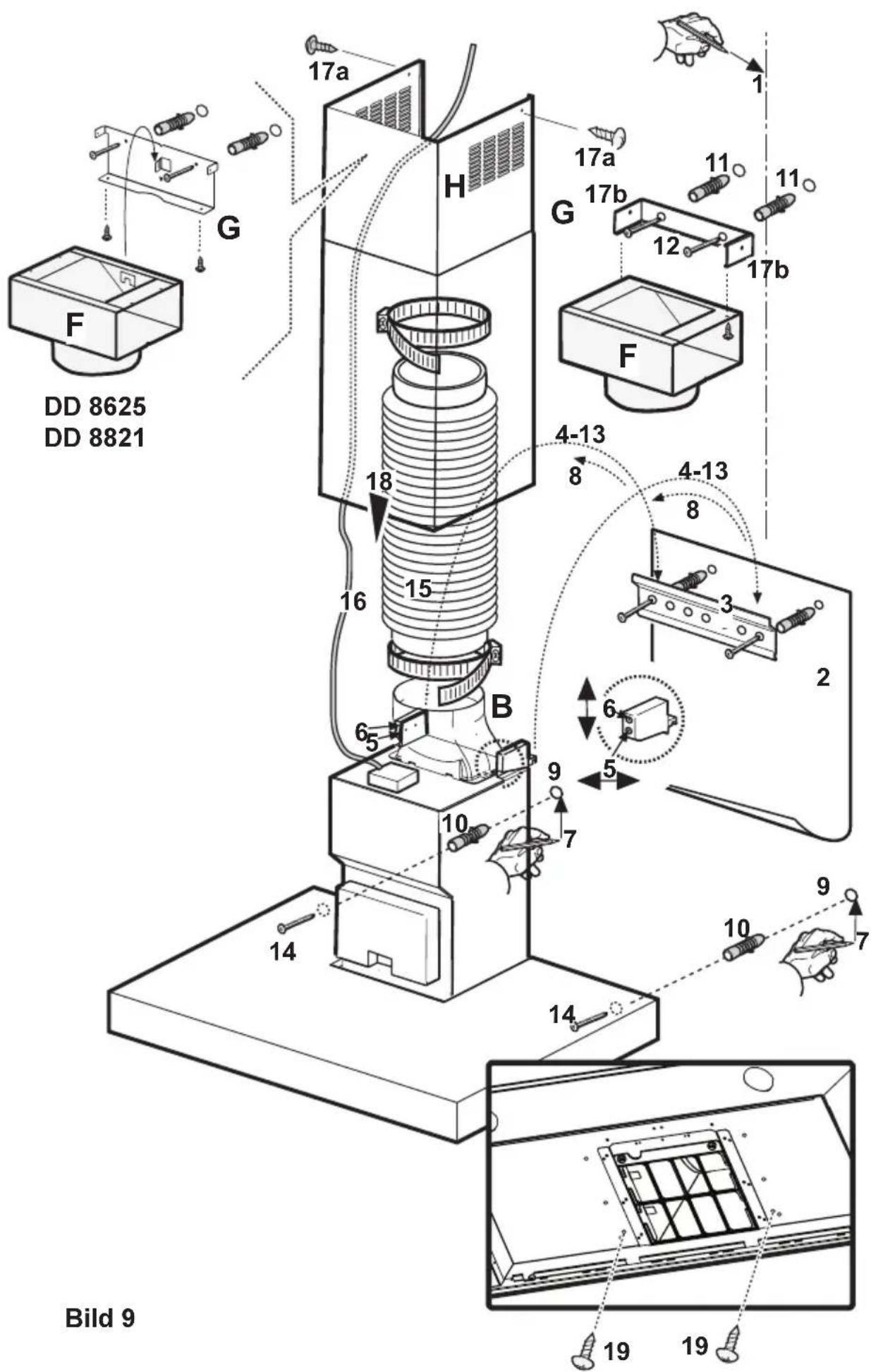 AEG-ELECTROLUX DD 8695 A - Einleitende Maßnahmen für die Montage (Nur für Modell DD 8625-8821) - 2