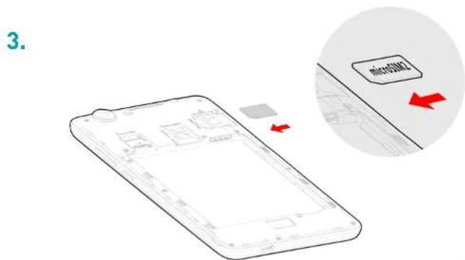 WIKO Pulp Jam 4G - Préparer la mise en route ~ Insertion des cartes SIM - 3