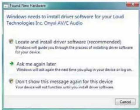 MACKIE Onyx 1620i - Installation pour Windows Vista - 1
