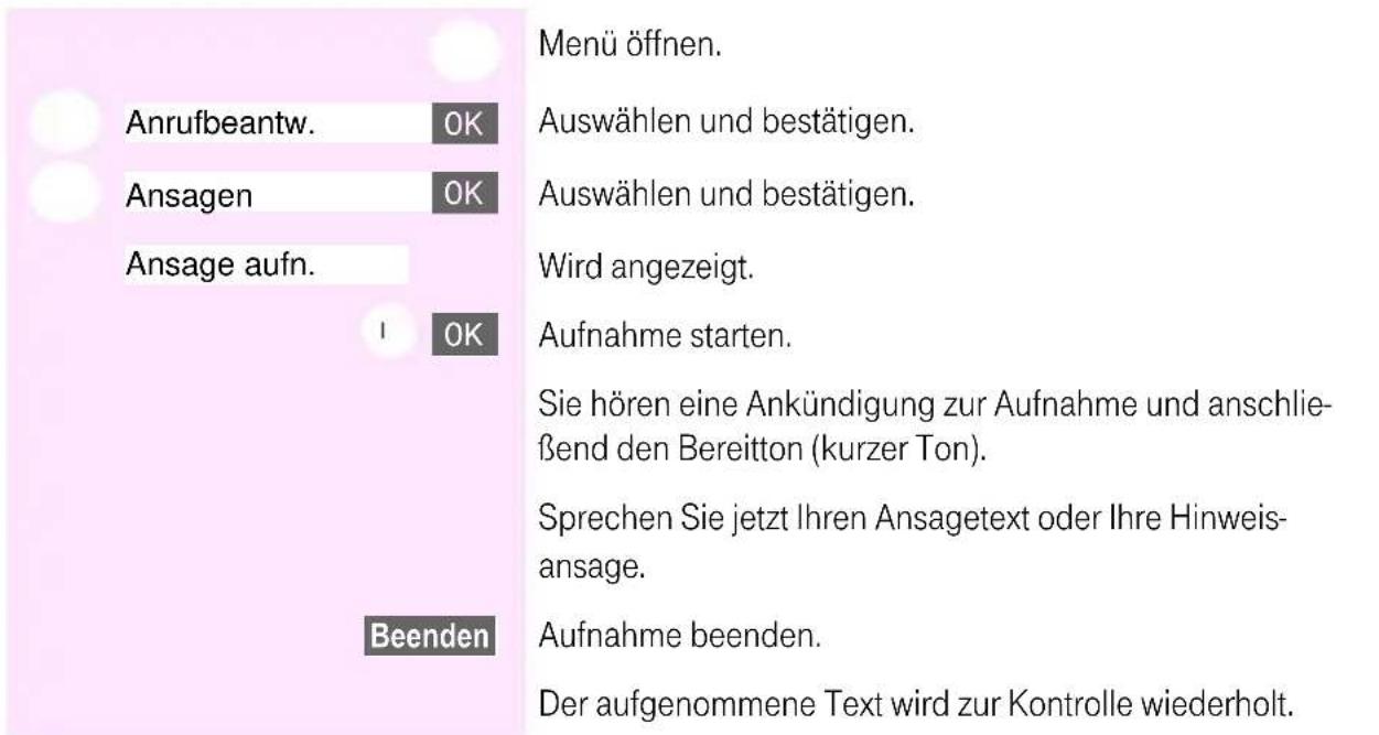 T-Mobile Sinus 700K - Eigene Ansage aufnehmen - 1