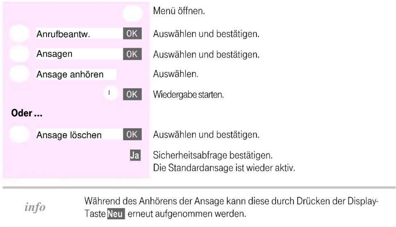 T-Mobile Sinus 700K - Ansage anhören/löschen - 1