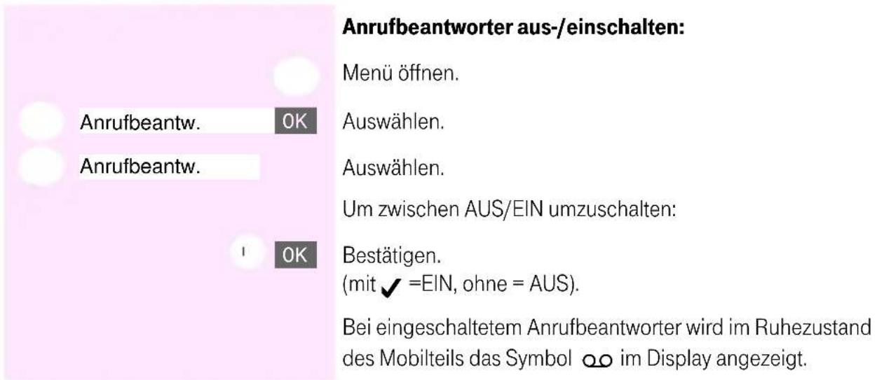 T-Mobile Sinus 700K - Anrufbeantworte ein-/ausschalten - 1