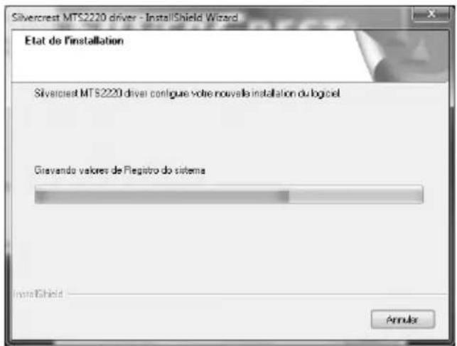 Silvercrest MTS2220 driver - InstallShield Wizard Etat de l'installation Silvercrest MTS2220 driver configure votre nouvelle installation du logcel Grevendo valeurs de Registro do sistema InstallShield Annular