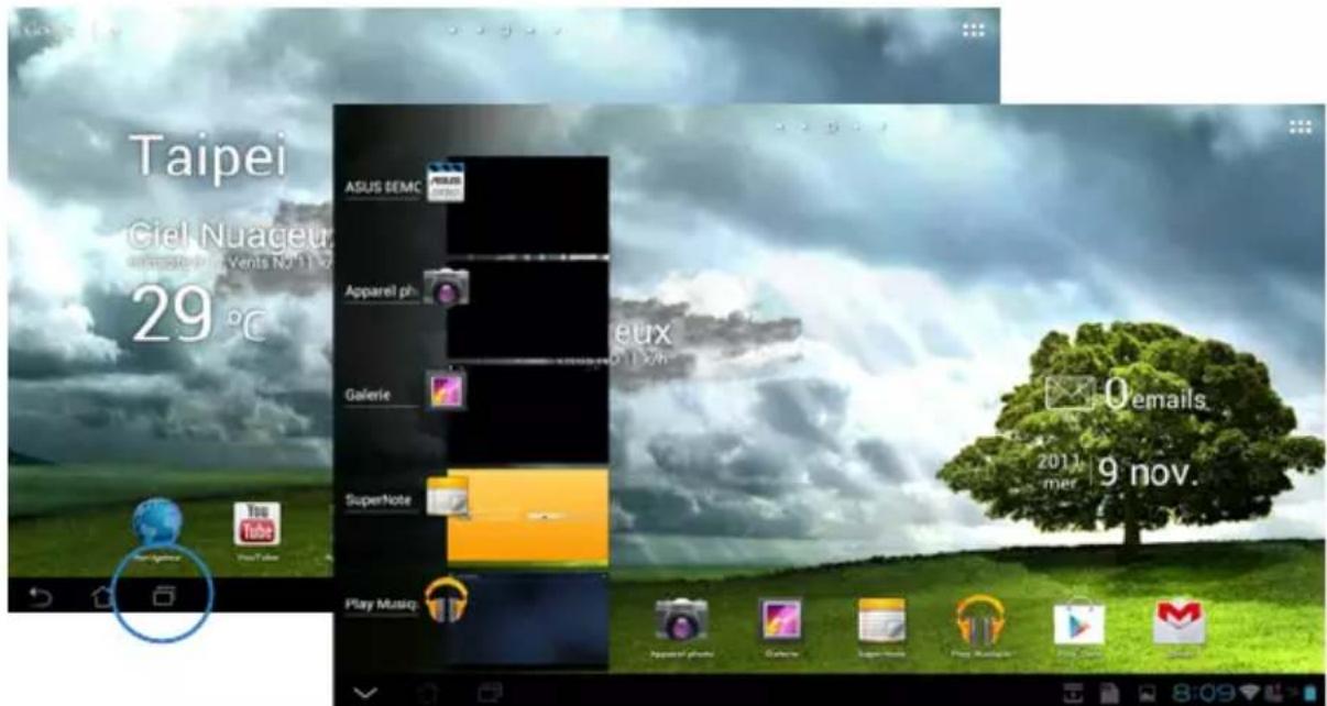 ASUS Transformer Pad TF0070 - Pour gérer les applications récentes : - 1