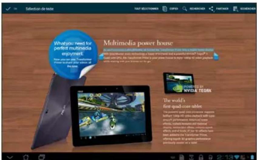 ASUS Transformer Pad TF0070 - Saisie, insertion, sélection et copie de texte - 4