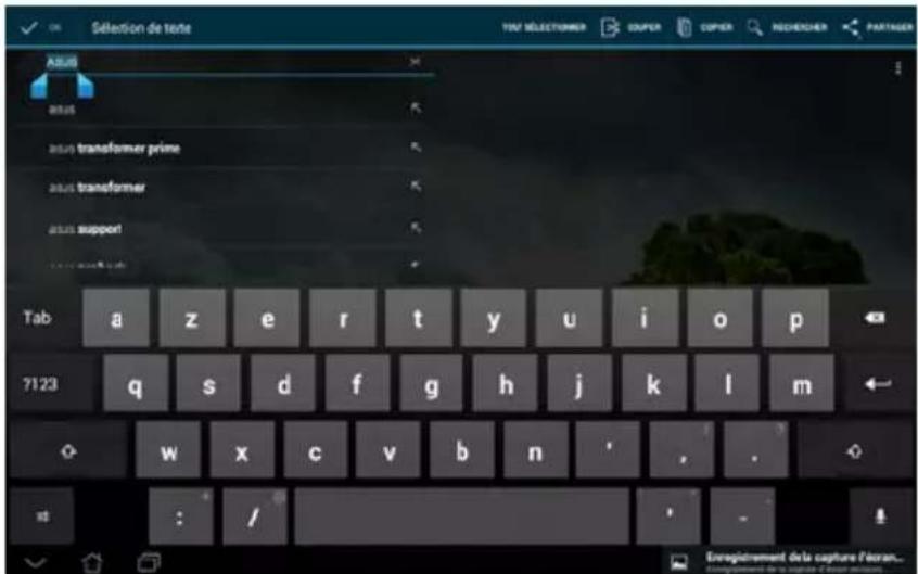 ASUS Transformer Pad TF0070 - Saisie, insertion, sélection et copie de texte - 3
