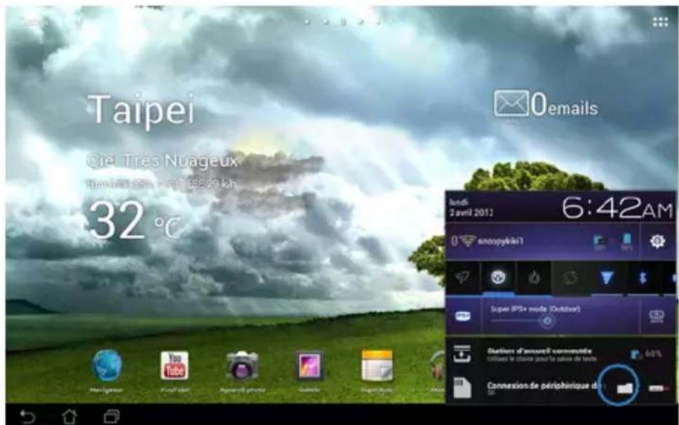 ASUS Transformer Pad TF0070 - Pour accéder directement à un périphérique de stockage externe : - 1