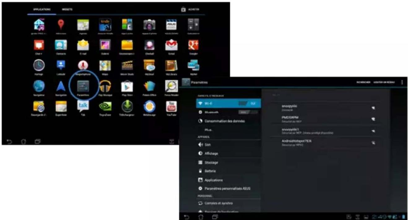 ASUS Transformer Pad TF0070 - À partir du menu des applications : - 1