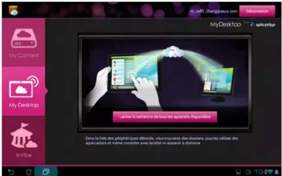 ASUS Transformer Pad TF0070 - Utiliser MyDesktop sur le Transformer Pad : - 1