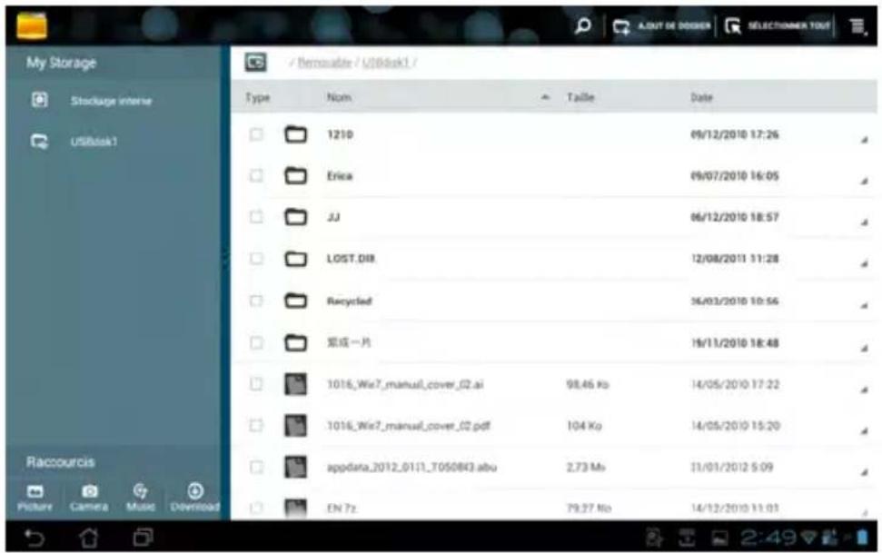 ASUS Transformer Pad TF0070 - Pour accéder directement à un périphérique de stockage externe : - 2