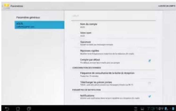 ASUS Transformer Pad TF0070 - Pour ajouter un compte E-mail : - 2
